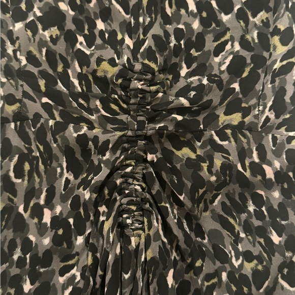 ALLSAINTS Josephine Waterleo Short Sleeve Ruched Leopard Print Mini Dress NEW - Picture 13 of 14